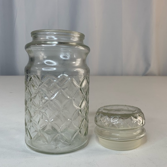 Vintage 1984 Planters Mr. Peanut Diamond Pattern Clear Glass Jar With Lid - Picture 3 of 10